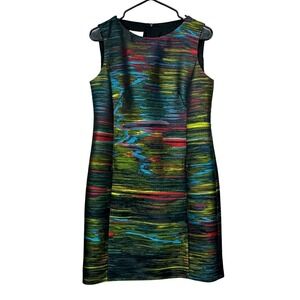 Akris Punto Northern Lights Italian Wool Sheath Dress US 8 Abstract Shift